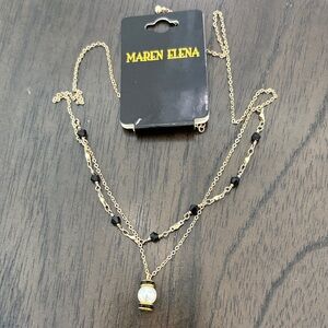 Gold and Black Layered Necklace
